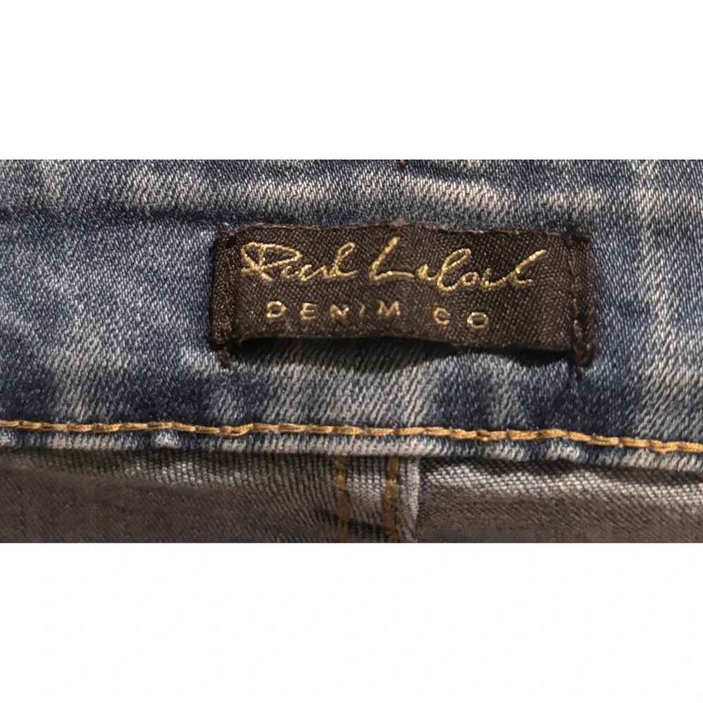 Pink Label Denim Co Distressed Flare Jeans Stretch Blue Sz Wide leg Y2K